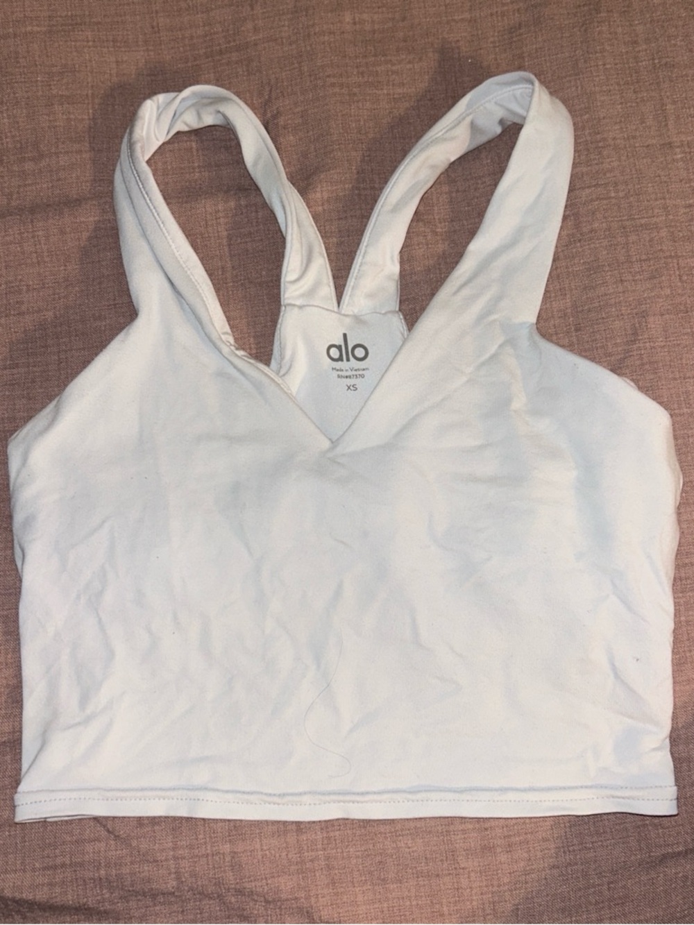 ALO Yoga White Cropped V-Neck Sports Bra Tank